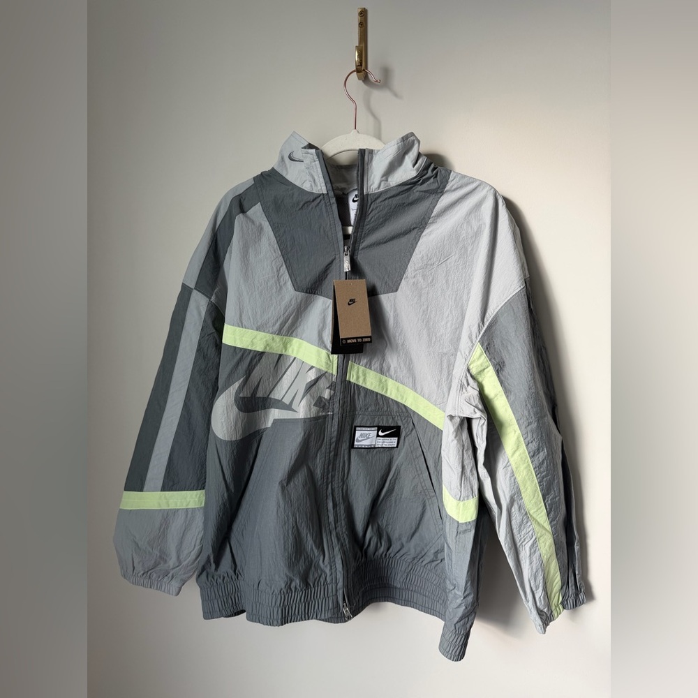 Nike grey mint green windbreaker rain Jacket